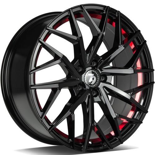 STATUSFÄLGAR SV-C BLACK GLOSSY RED INNER LIP 8x18 5/114.3 ET40 CB73.1